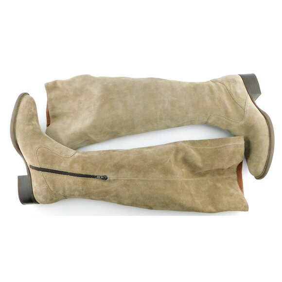 BORN Brown Taupe Suede Leather Knee High Block Heel Boots 8 - Picture 4 of 10